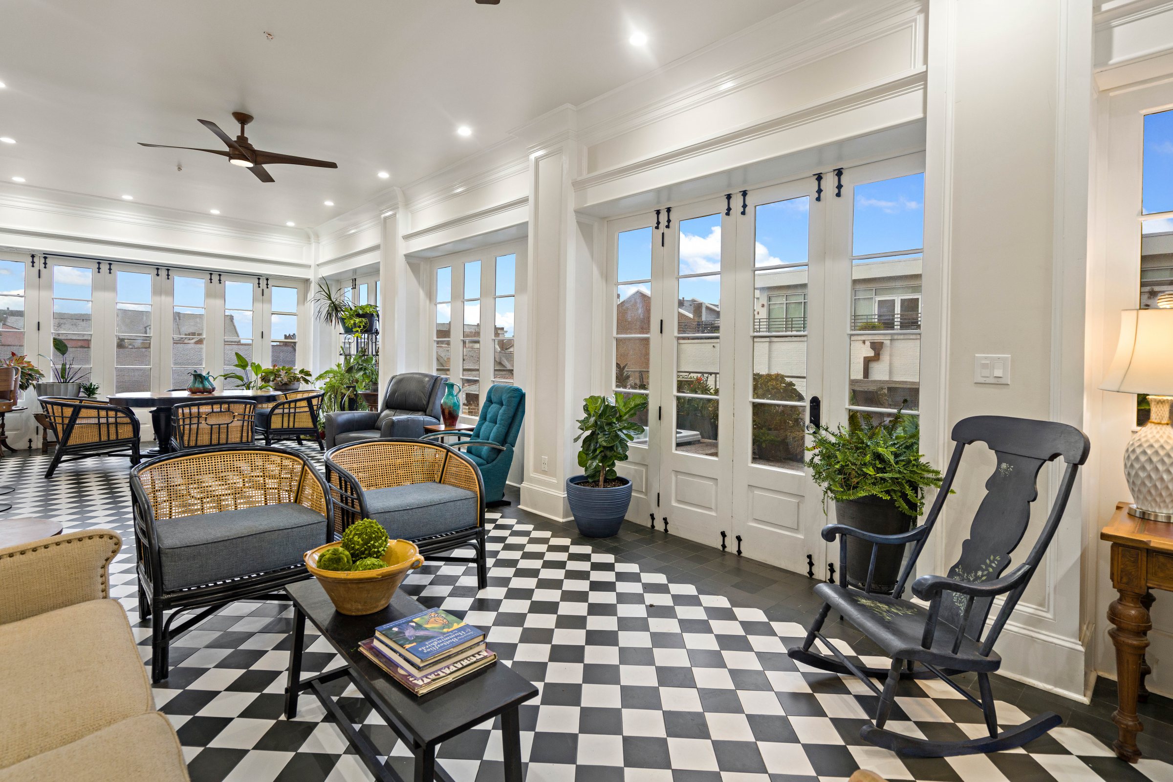 Sunroom opening to the terrace, 528 Wilkinson Street
