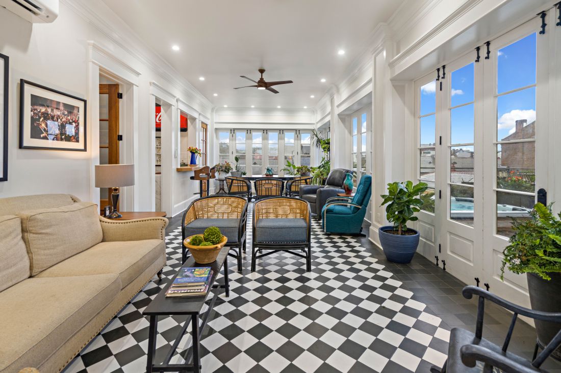 The sunroom, end to end, 528 Wilkinson Street