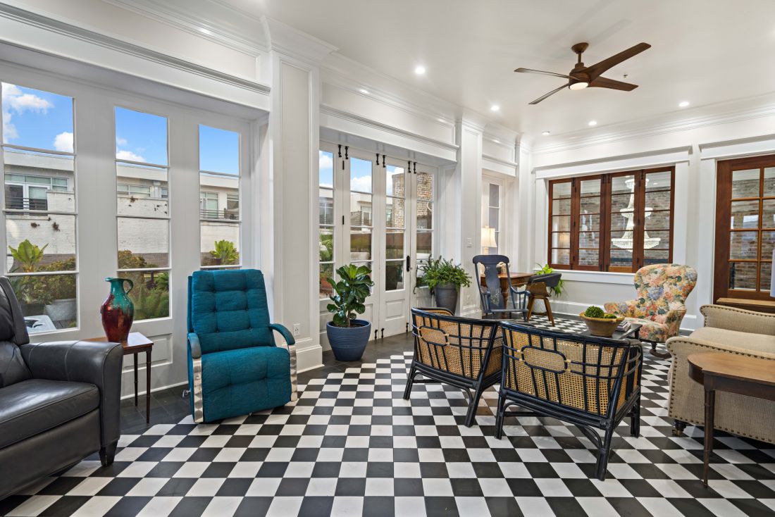 French doors along the terrace, 528 Wilkinson Street