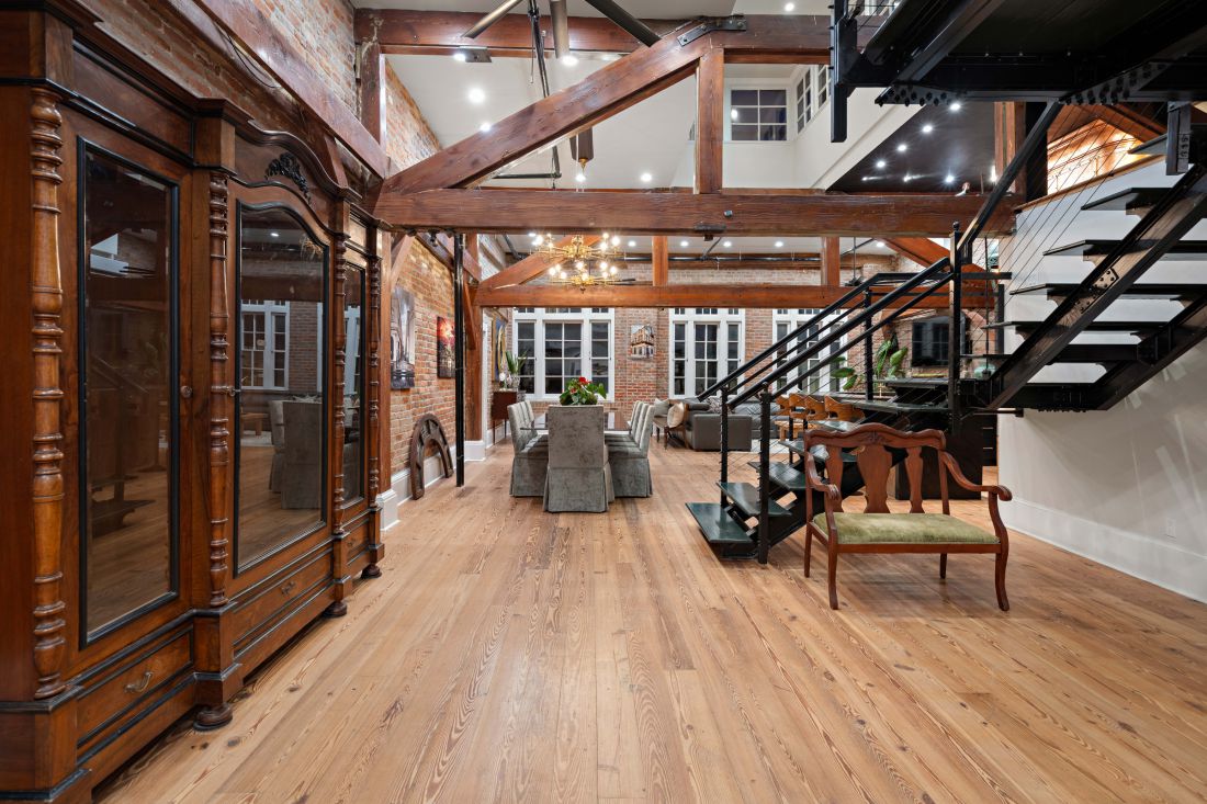 Looking through the frame to the dining area, 528 Wilkinson Street