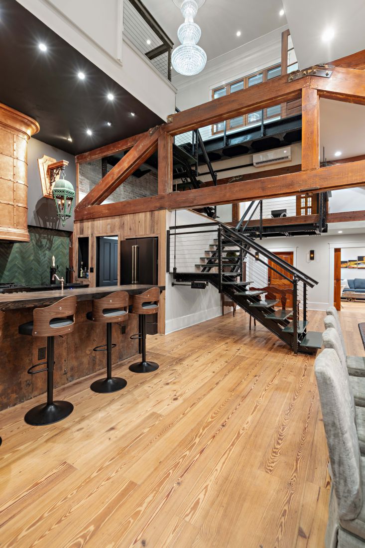 Bar, stair and skylight, 528 Wilkinson Street